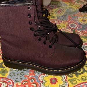 Dr. Martens Plum Canvas Lace-Up Combat Boots